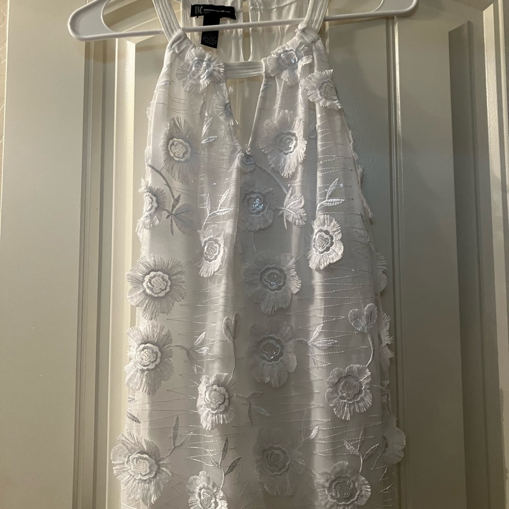 INC International Concepts Petite White Halter Top Never Warn